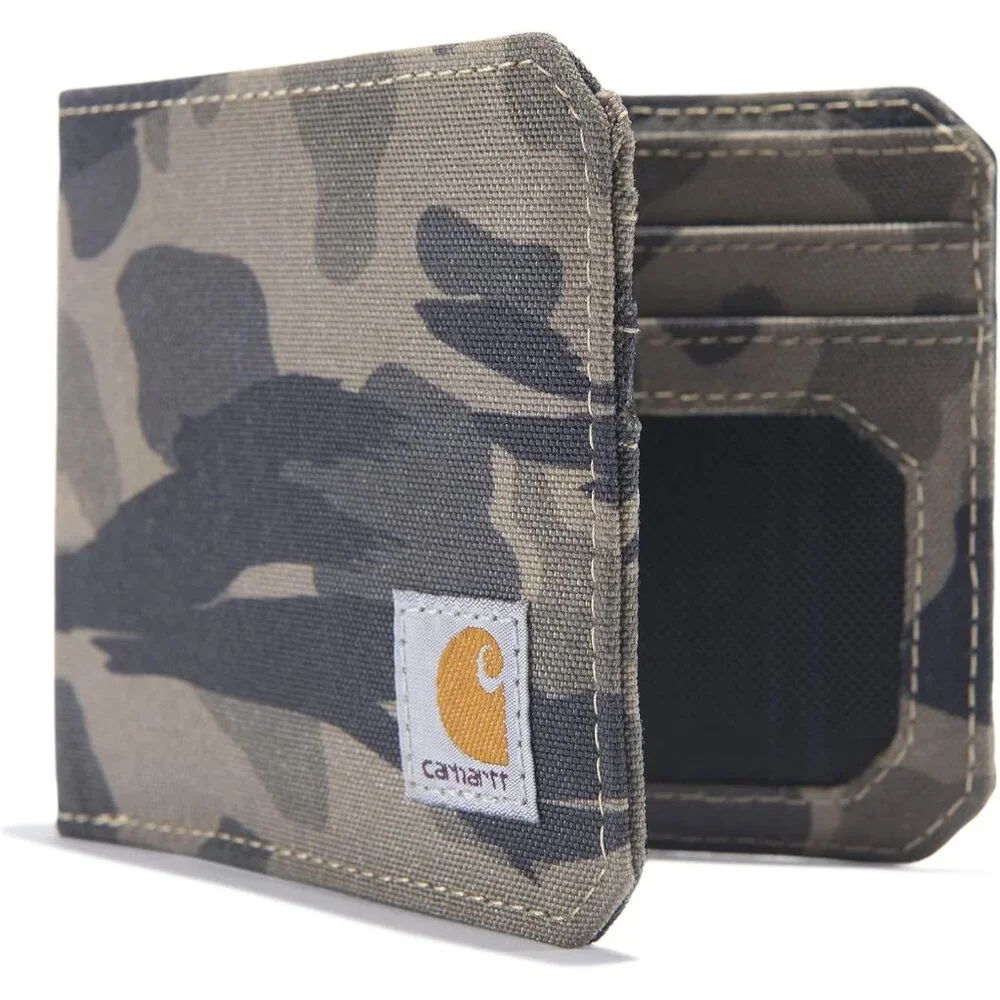 Carhartt Men's Bifold and Passcase Durable Billfold Wallets Available in Leather